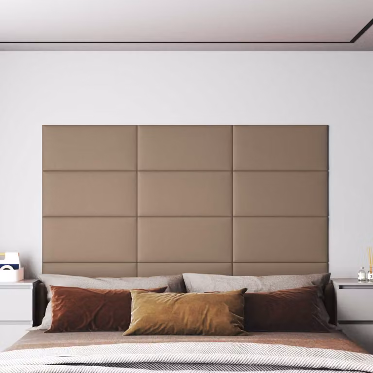 Set di 12 pannelli per testiera da parete vidaXL in tessuto beige, L: 60 cm x H: 30 cm