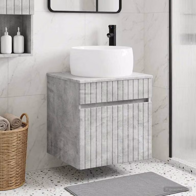 Lavabo da parete moderno vidaXL Grigio Cemento L/P/H: 49 x 44,5 x 66 cm