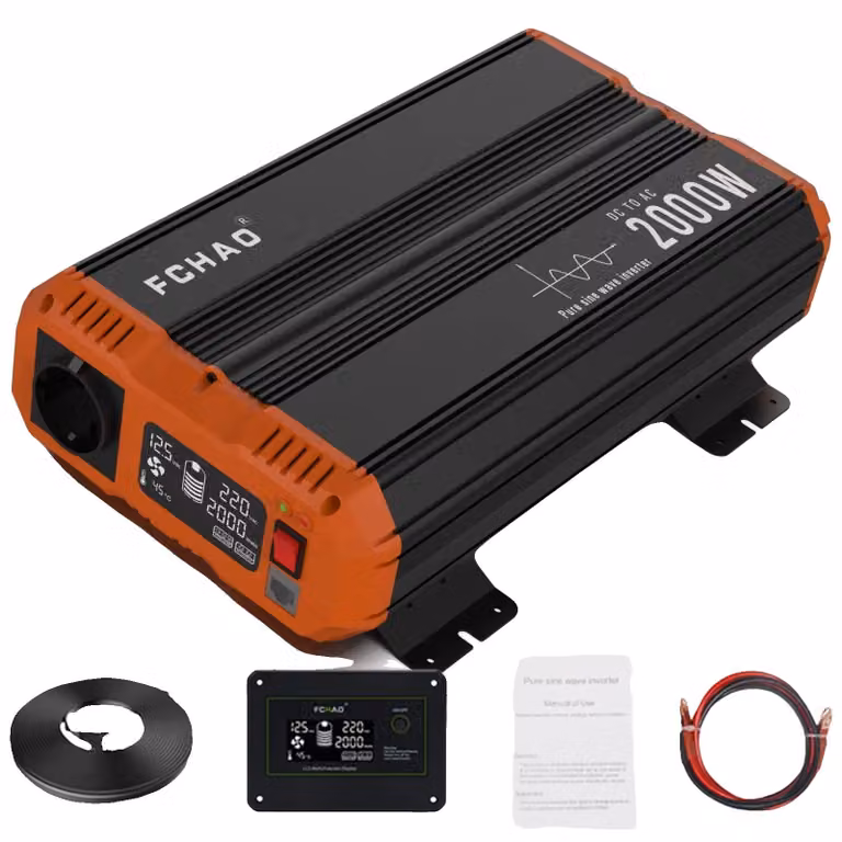 Inverter DC-AC, onda sinusoidale pura, con telecomando, 2000W, per l'Europa, 24V, 220-240V
