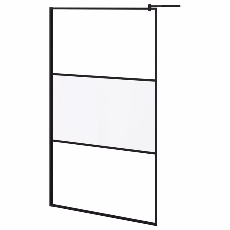 Parete Doccia Walk in 115x195 cm in Vetro Smerigliato ESG Nero