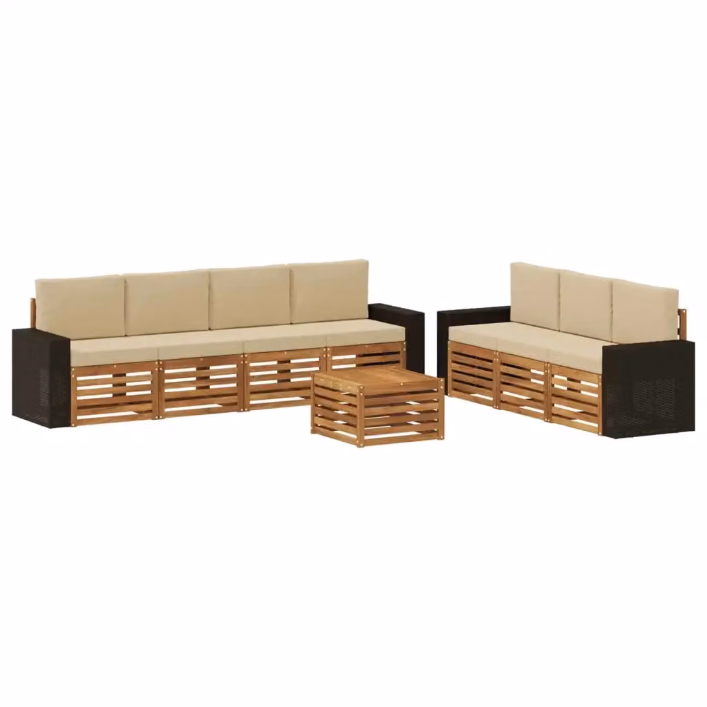 Set di divani da giardino vidaXL in legno di acacia massello con cuscini beige per esterni – 2
