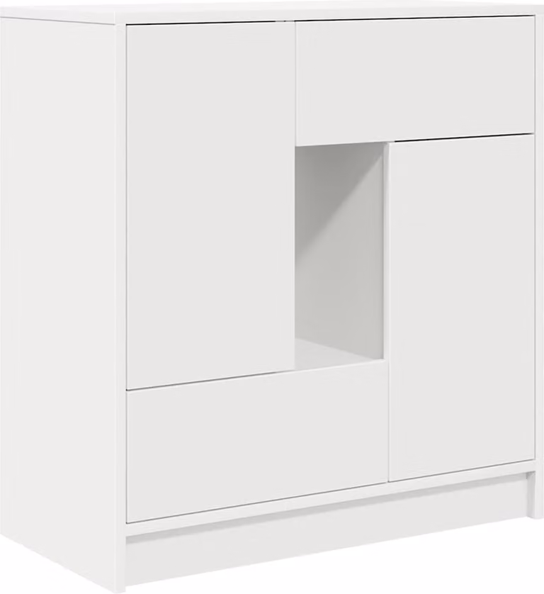 Credenza con Cassetti e Ante Bianco 70,5x34x74,5 cm