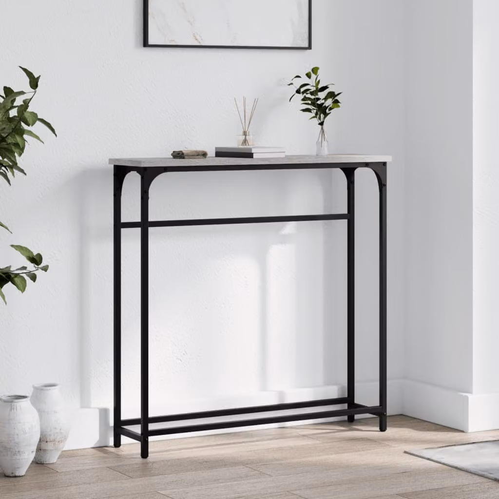 vidaXL Tavolino Consolle in Legno Multistrato Grigio, L/P/H: 75 x 19,5 x 75 cm