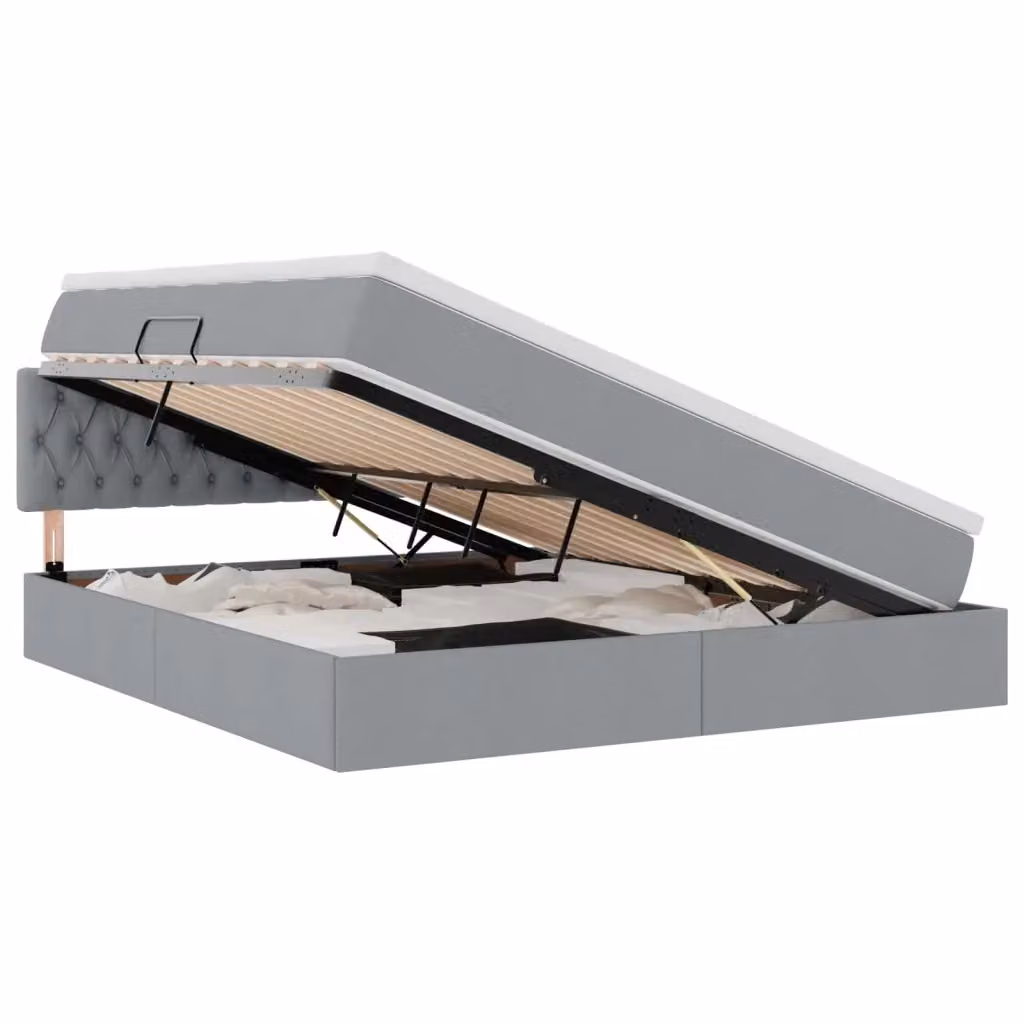 Letto con contenitore e materasso vidaXL Grigio chiaro e Bianco L/P/H: 160 x 200 x 280 cm – 2
