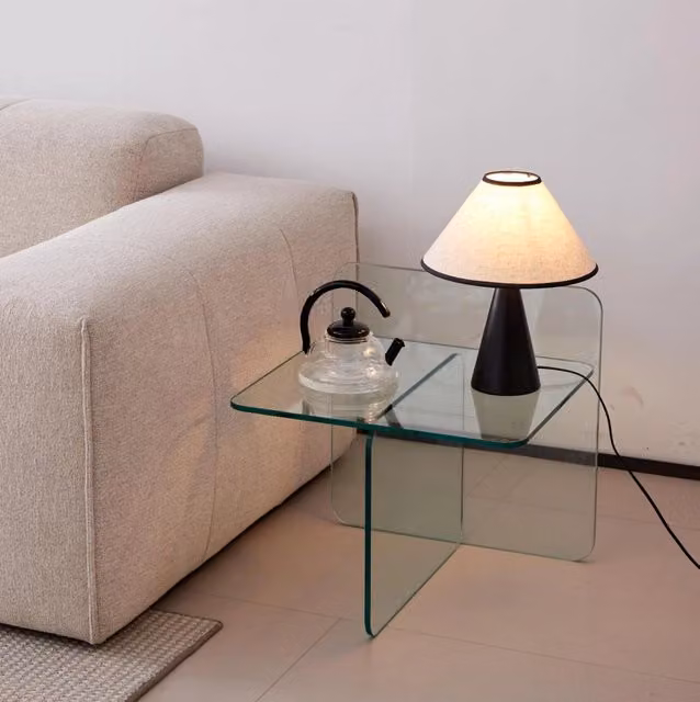 Tavolino laterale 45x45x41 cm trasparente in vetro - multiuso