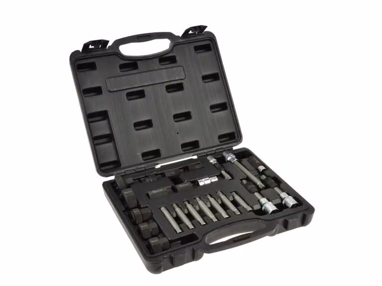 Set-kit chiavi smontaggio puleggia alternatore motore auto, svita avvita 1/2'',  per pulegge libere VW Audi VAG Fiat 24 pezzi