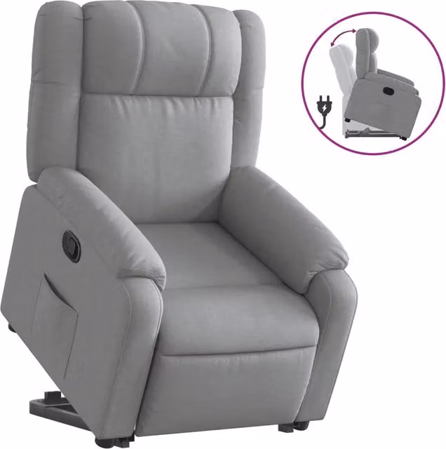 Poltrona | Sedia Relax Alzapersona Reclinabile Grigio Chiaro in Tessuto