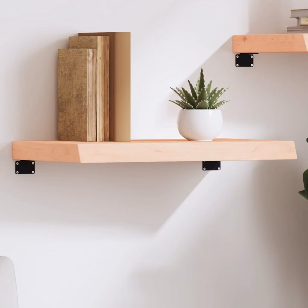 vidaXL Ripiano a Parete in Rovere Massello Non Trattato, Colore Marrone, L 60 cm x P 40 cm x H 2-6 cm
