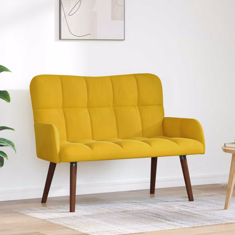 vidaXL Divano a 2 Posti Moderno in Velluto Giallo L: 115 cm, P: 61 cm, H: 87 cm
