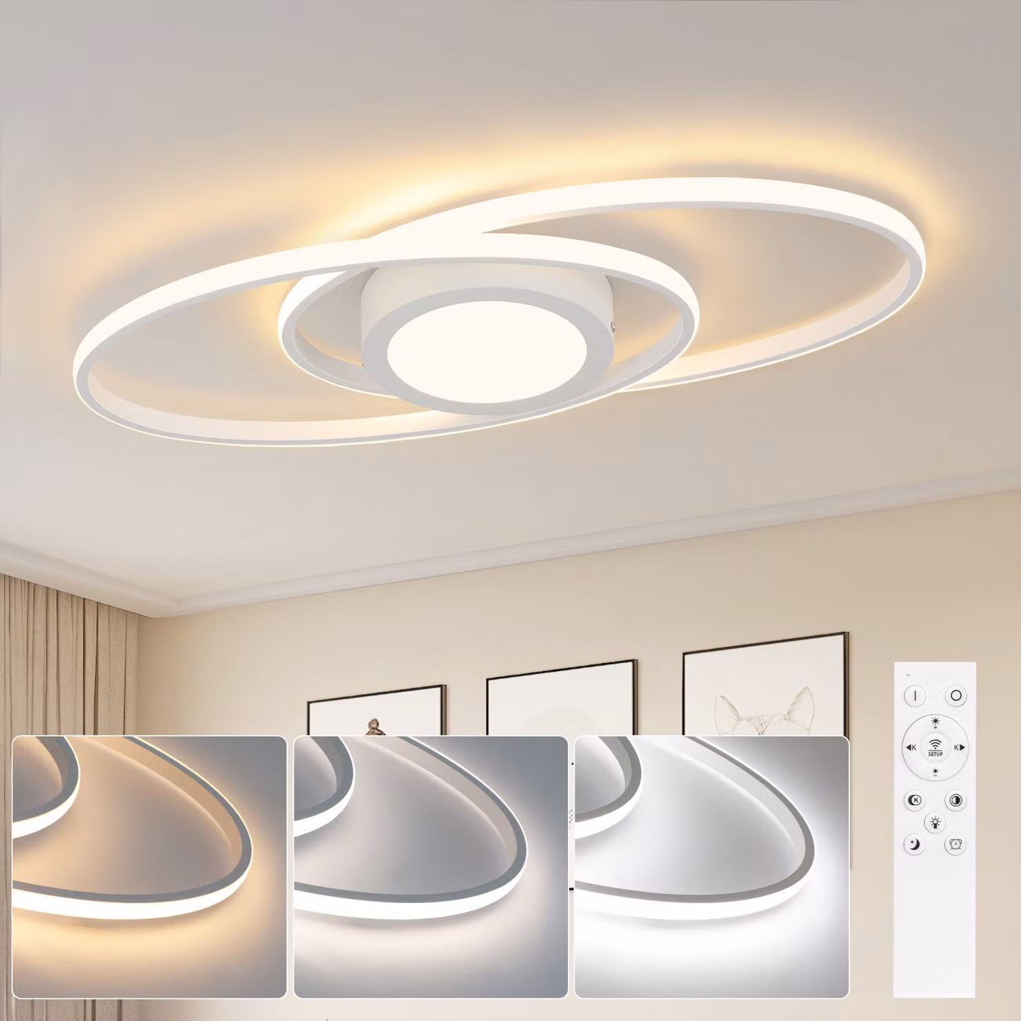 ZMH LED plafoniera bianca dimmerabile con telecomando per camera da letto camera dei bambini cucina corridoio balcone soggiorno 48W CRI>80, protezione per gli occhi