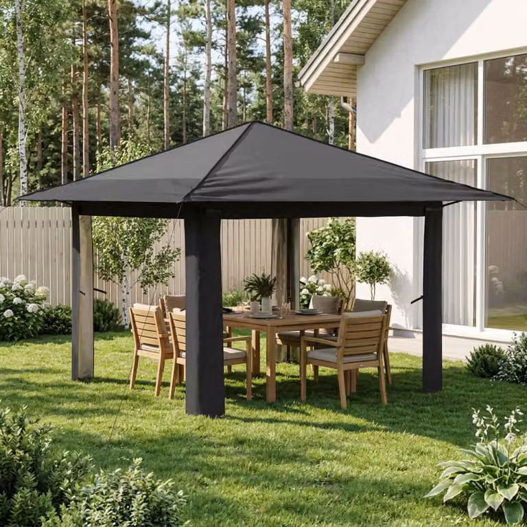 Gazebo senza Parete vidaXL in Acciaio e Poliestere, Grigio chiaro e Antracite, L/P: 330 x 330 cm