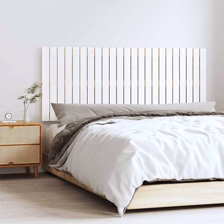 Testiera da parete vidaXL in legno massello di pino bianco, L 147 x P 3 x H 60 cm