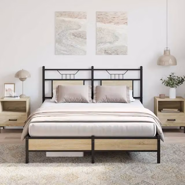 Struttura Letto Design Mania in Rovere Sonoma e Truciolato, L/P/H: 140 x 190 x 91,5 cm