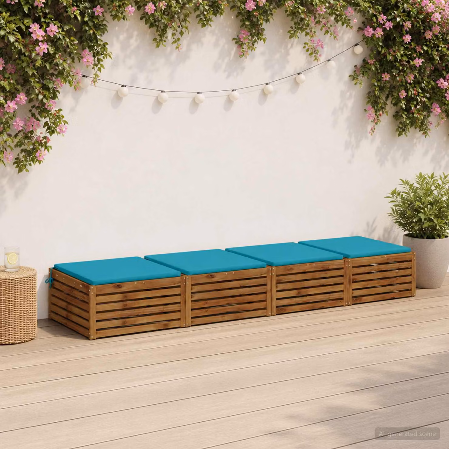 Set di 4 cuscini per sedia quadrati vidaXL in poliestere color turchese con rivestimento lavabile e resistente ai raggi UV