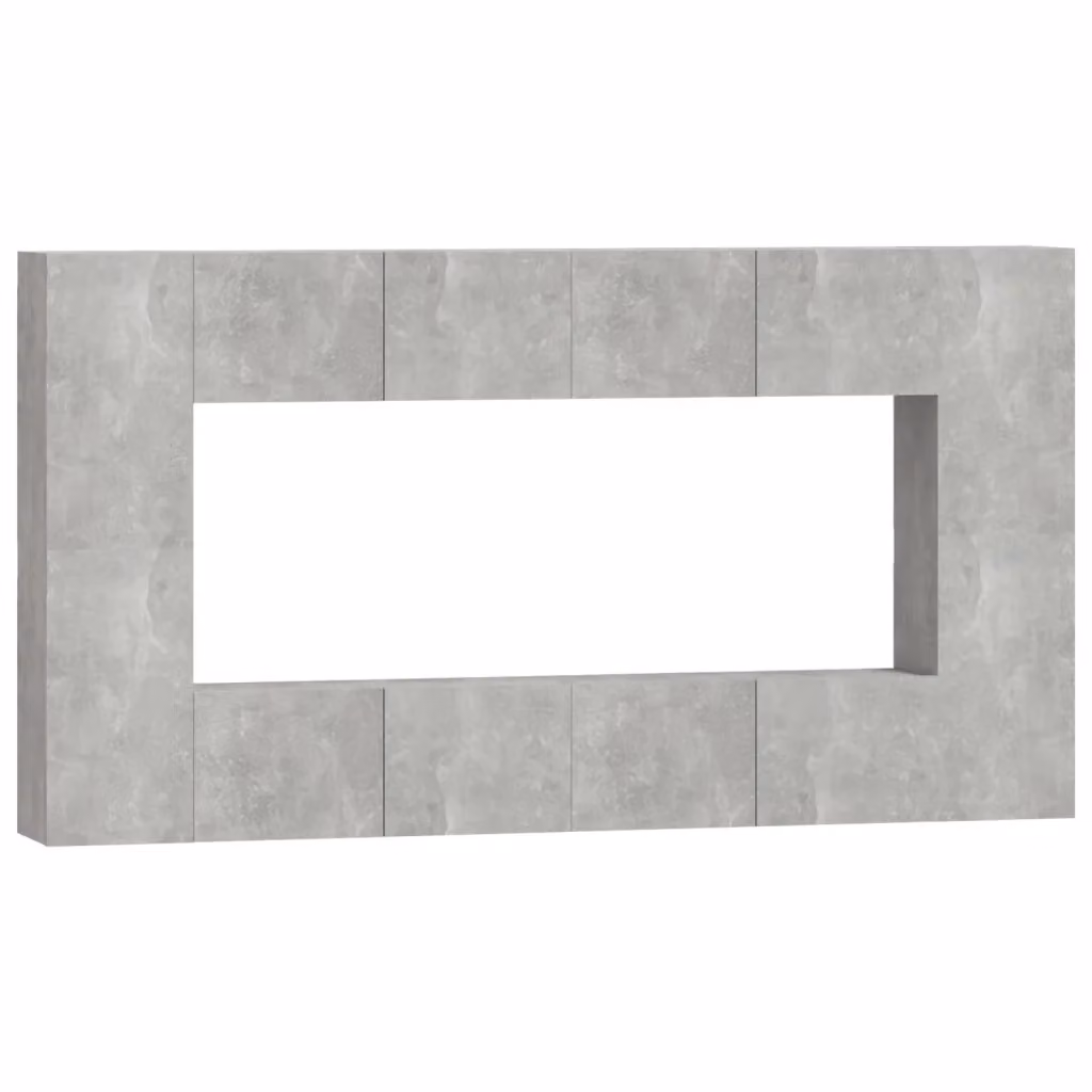 Set di mobili porta TV da 8 pezzi vidaXL in legno e MDF, colore grigio cemento, design classico a parete per il tuo soggiorno, L: 80 cm, P: 30 cm, H: 30 cm – 2