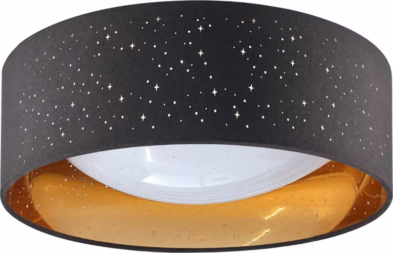 Plafoniera LED rotonda TULUZA nero-oro-bianco 18W, luce bianca neutra 1850 lm, materiale plastico, dimensioni: 12x32x32 cm, IP20, Polux