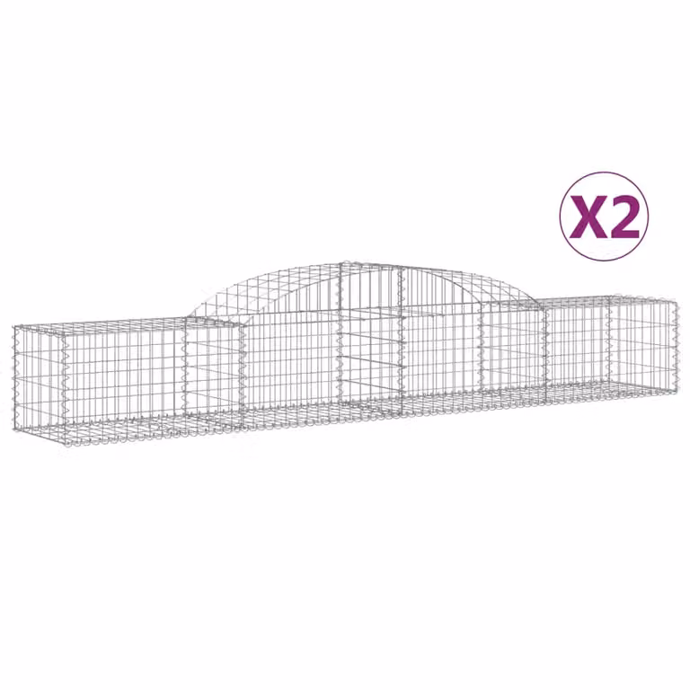 Cesti Gabbioni ad Arco 2 pz 300x50x40/60 cm Ferro Zincato