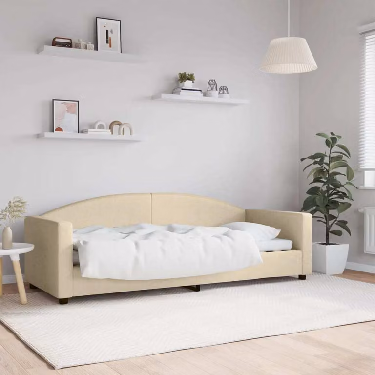 Maison Exclusive - Letto a giorno color crema, 80x200 cm, rivestito in tessuto