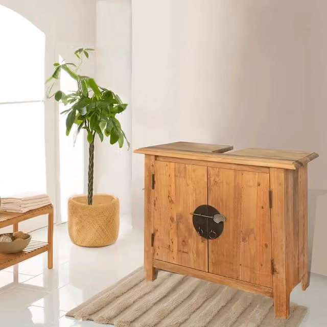 Set Mobili da Bagno in Legno Massello di Pino 246040
