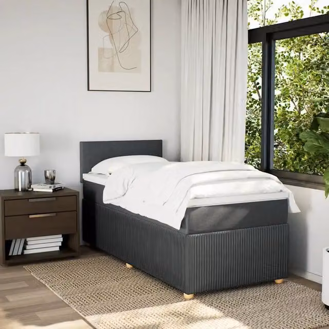 Giroletto a Molle con Materasso Grigio Scuro 80x200 cm Tessuto 3287277