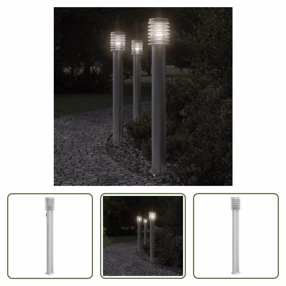 The Living Store Luce di percorso con presa argento 110 cm in acciaio inox