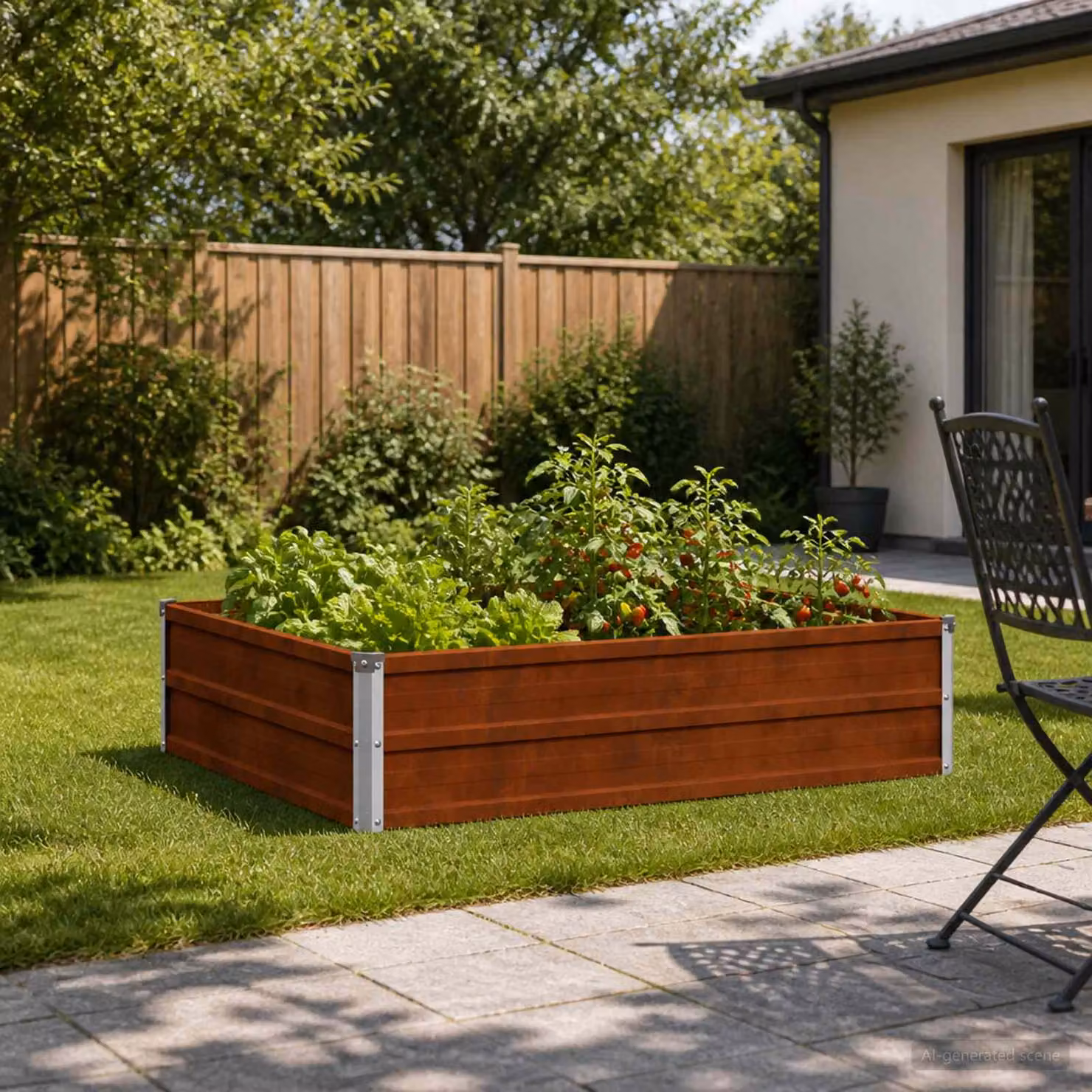 Letto rialzato da giardino vidaXL in metallo Corten color marrone L: 100 cm, P: 80 cm, H: 24 cm