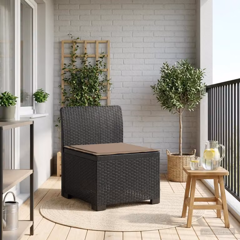Divano da giardino singolo vidaXL con cuscino in aspetto rattan color antracite e nero L: 70 cm, P: 62 cm, H: 55 cm