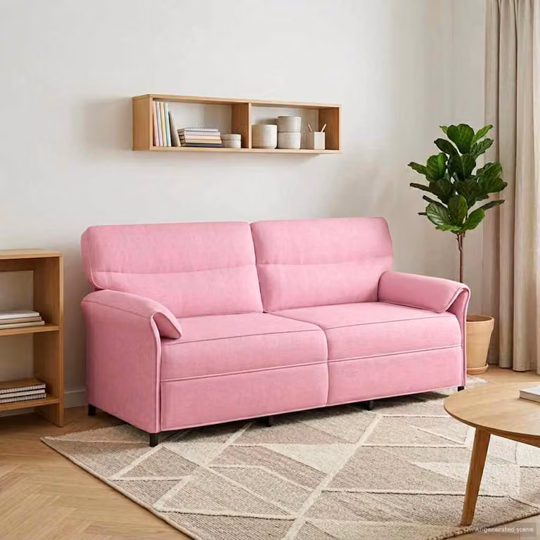 Divano moderno vidaXL in tessuto rosa con struttura in metallo e imbottitura in schiuma per il tuo soggiorno