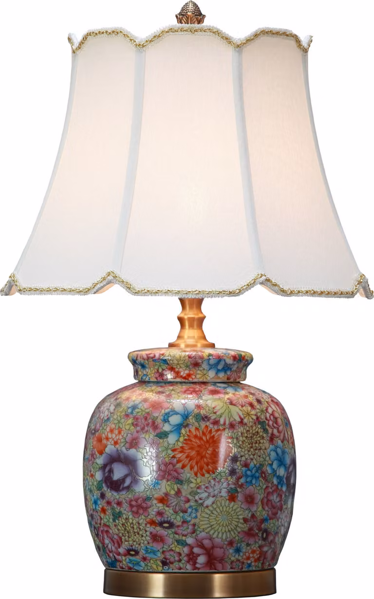 Fine Asianliving Lampada da tavolo cinese in porcellana con paralume E27 Lampada da tavolo orientale in Vetroceramica Lampade da comodino camera da letto soggiorno