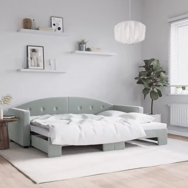 Divano Letto con Letto Estraibile vidaXL in Velluto Grigio per Soggiorno e Camera da Letto L/P/H: 222 x 80 x 75 cm