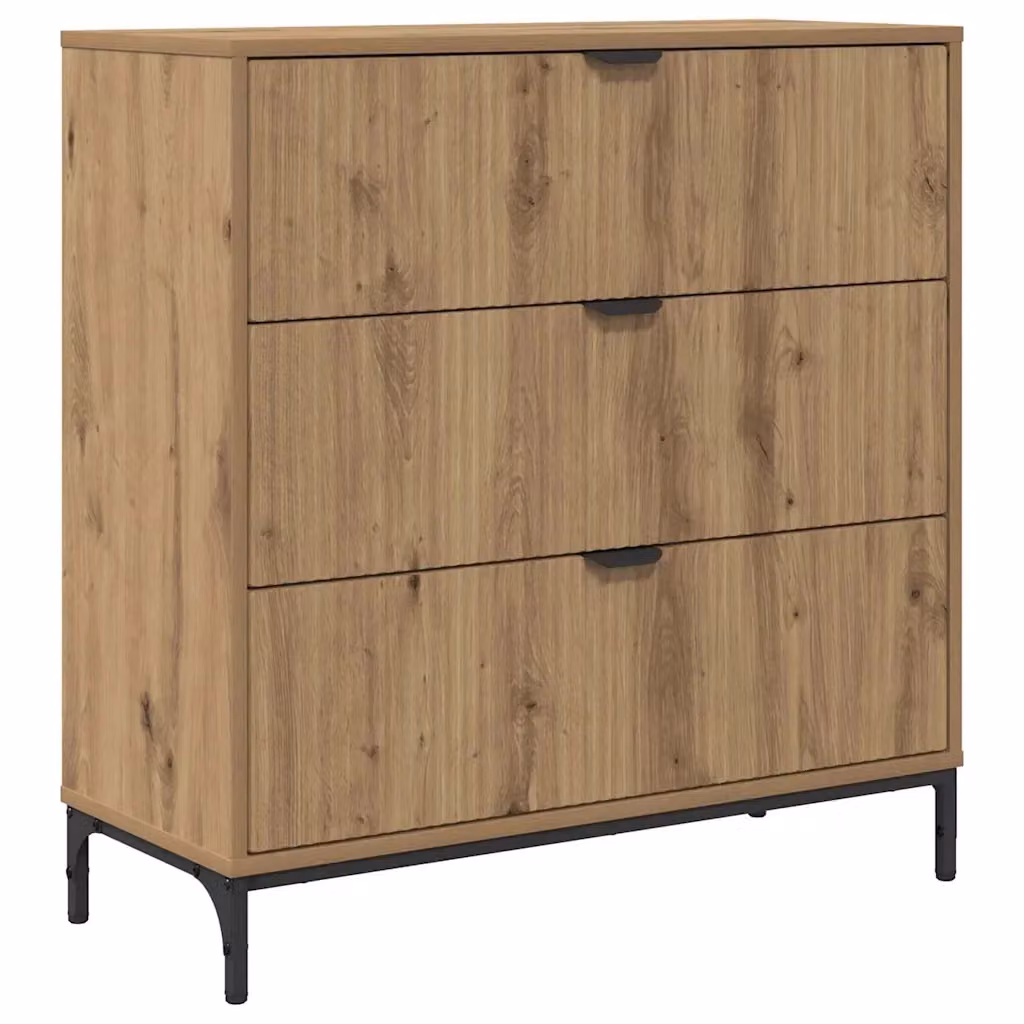 Credenza moderna vidaXL in legno e metallo color rovere, L: 79,5 cm, P: 33 cm, H: 82 cm – 2
