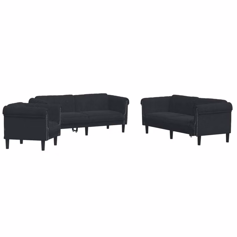 Set di Divani 3 pz Nero in Velluto