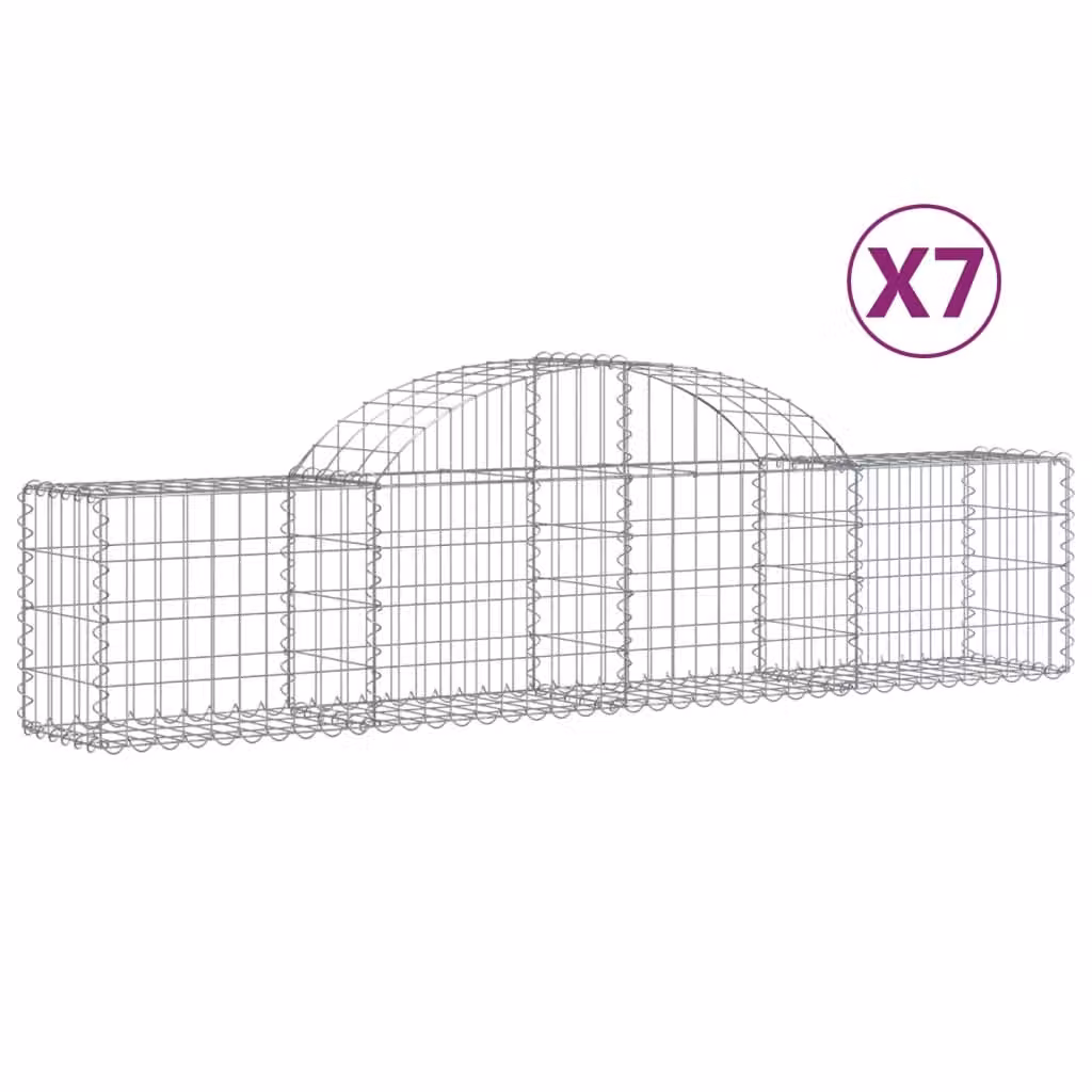 Cesti Gabbioni ad Arco 7 pz 200x30x40/60 cm Ferro Zincato
