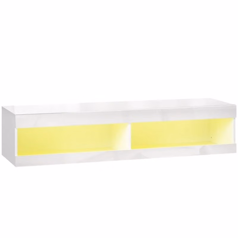 Mobile TV sospeso Minimal Bianco lucido con LED RGB per soggiorno e camera, L 140 cm x P 40 cm x H 30 cm, compatibile con TV 55-60 pollici – 2