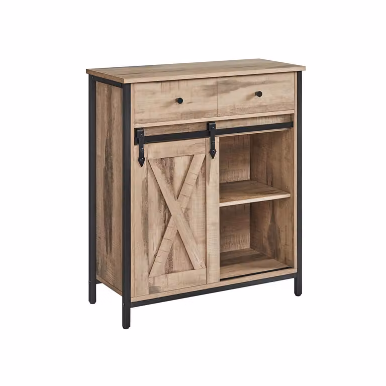 Credenza, Mobile da Cucina,con Anta Scorrevole, 30 x 70 x 80 cm, Natuale