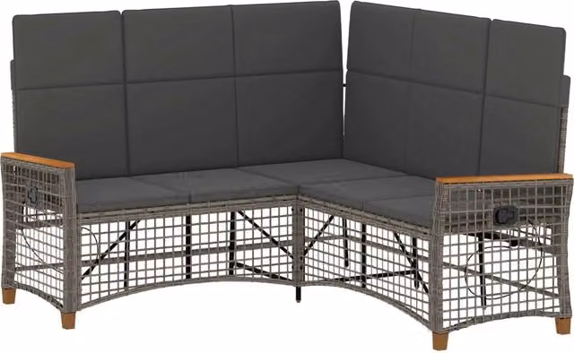 Set di Divani Recliner da Giardino | Set Salotto da Giardino Grigio e Grigio Scuro