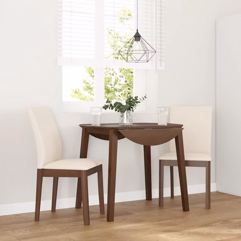 Set di 2 sedie da pranzo vidaXL in legno di hevea massello marrone con cuscini beige