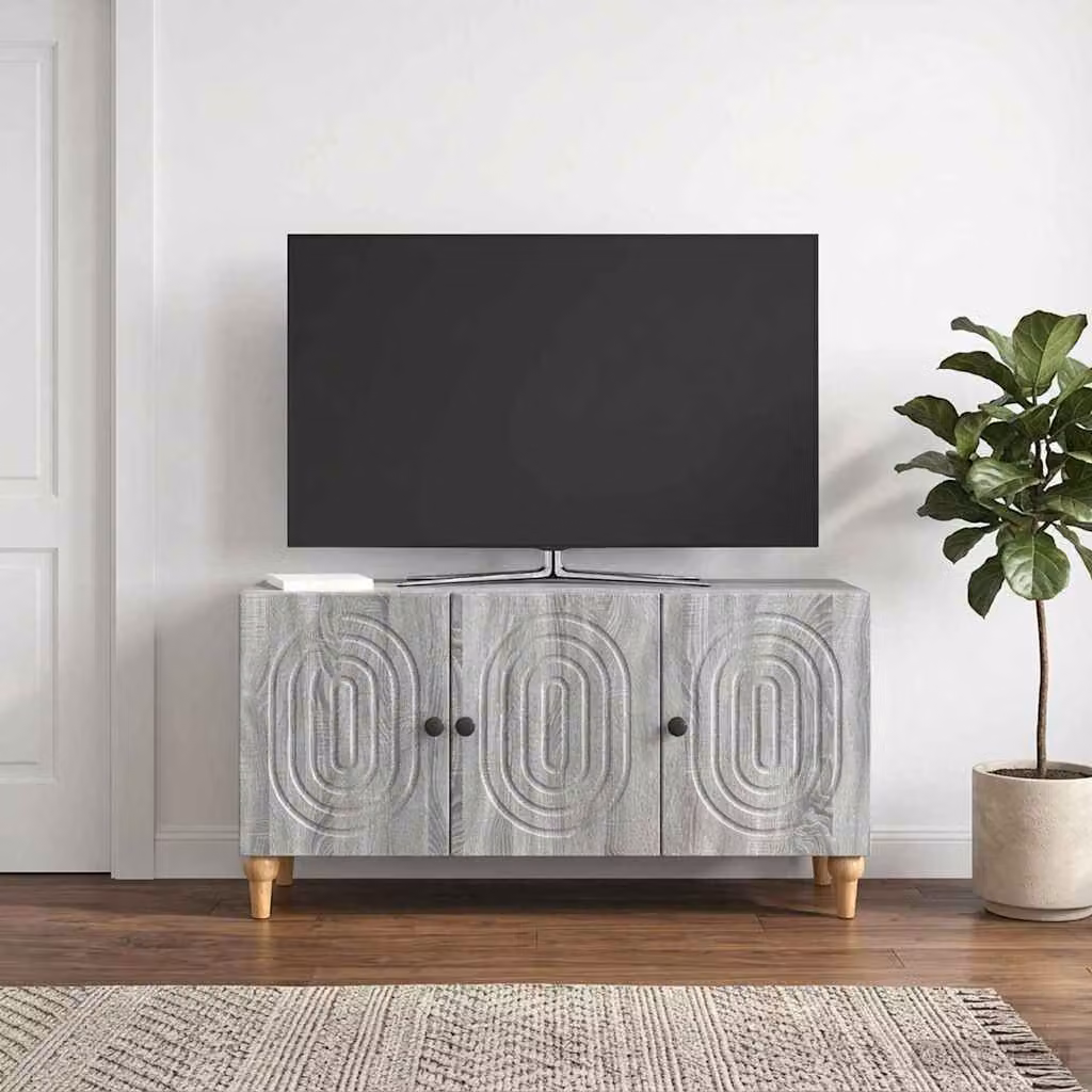 Mobile TV vidaXL moderno in legno e metallo Grigio, L 99 x P 34,5 x H 50 cm