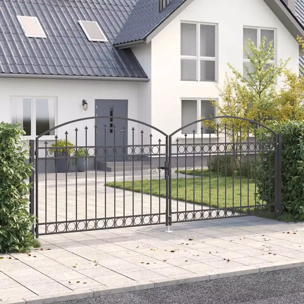 Cancello doppio per recinzione vidaXL ASSEN in acciaio antracite L: 401 cm, H: 200 cm