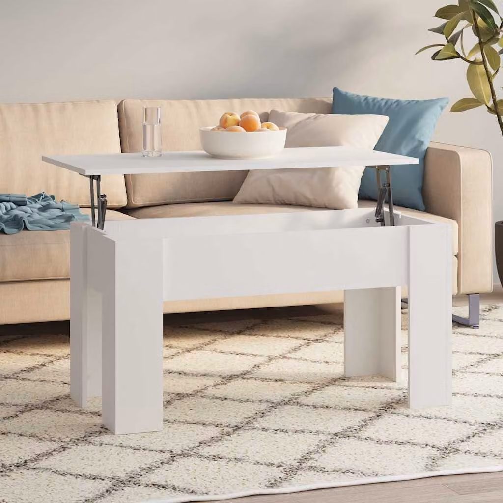 vidaXL Tavolino da Salotto Moderno Bianco in Legno e MDF L: 101 cm, P: 49 cm, H: 52 cm