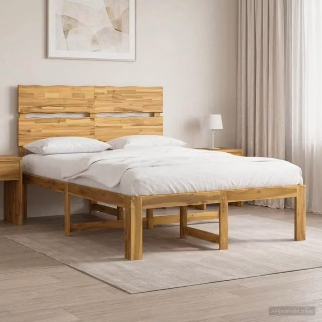 Letto matrimoniale moderno vidaXL in legno di acacia bianco L/P/H: 200 x 150 x 105 cm