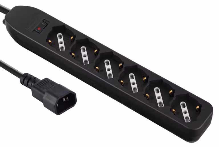 Electraline 62067: Ciabatta multipla per gruppi di continuità (UPS) con 6 prese a due poli, modello 10/1