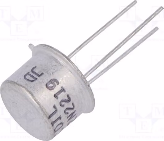 1 x Transistor: NPN, 4 dB, 2N2219, transistor NPN a foro passante (THT), package TO39, bipolare, 0,8/3W, 40V, 0,8A