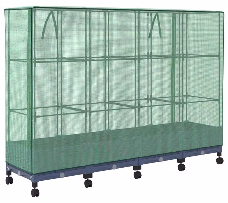 Vaso da fiori da giardino con copertura, adatto per serre e orti, confezione da 4 pezzi, colore blu-grigio