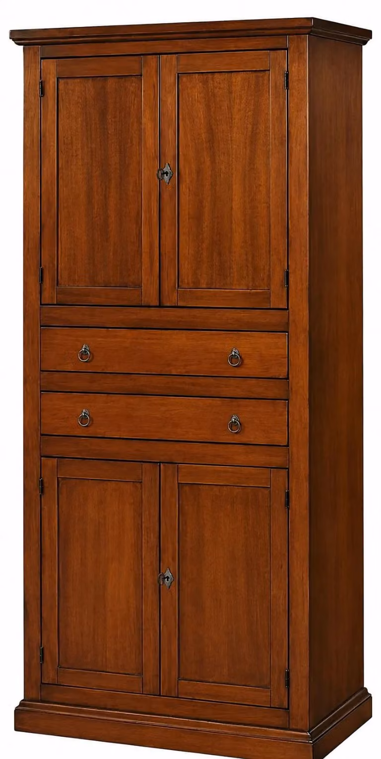 Armadio dispensa in legno di pino stile arte povera con 4 ante e ripiani interni Mobili 2G colore noce L: 80 cm, P: 40 cm, H: 170 cm