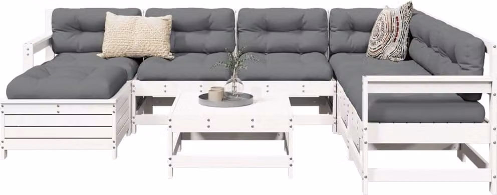 Maison Exclusive - Set Divani da Giardino 8 pz in Legno Massello di Pino Bianco