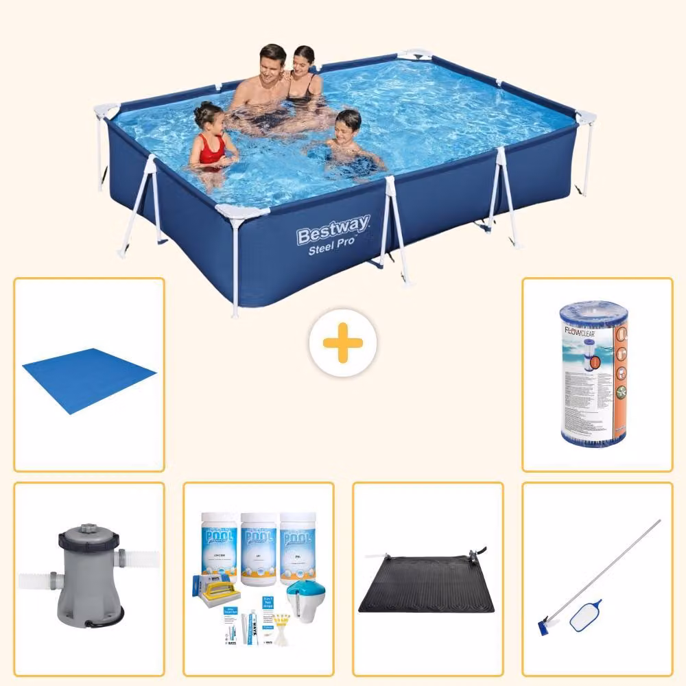 Bestway Steel Pro, piscina rettangolare - 300x201x66 cm - 7 pezzi - Modello S22085