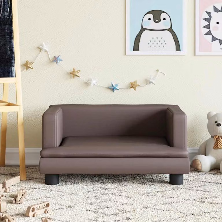 vidaXL Divano per bambini in similpelle marrone L: 60 cm, P: 40 cm, H: 30 cm