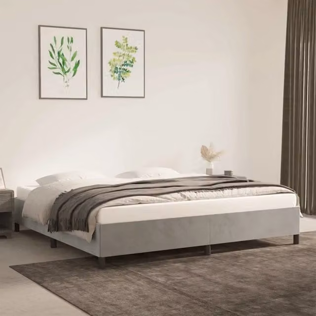 Giroletto senza Materasso Grigio Chiaro 200x200 cm Velluto 347342