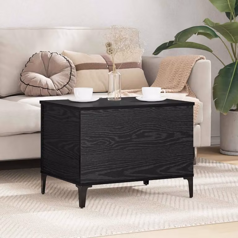 Tavolino da salotto moderno vidaXL in legno e metallo nero L 60 cm, P 44,5 cm, H 45 cm